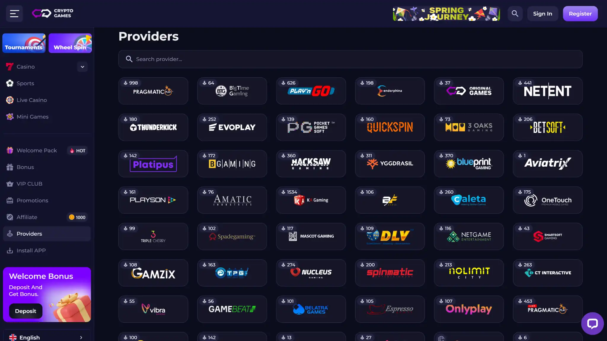 game providers at crypto games io casino