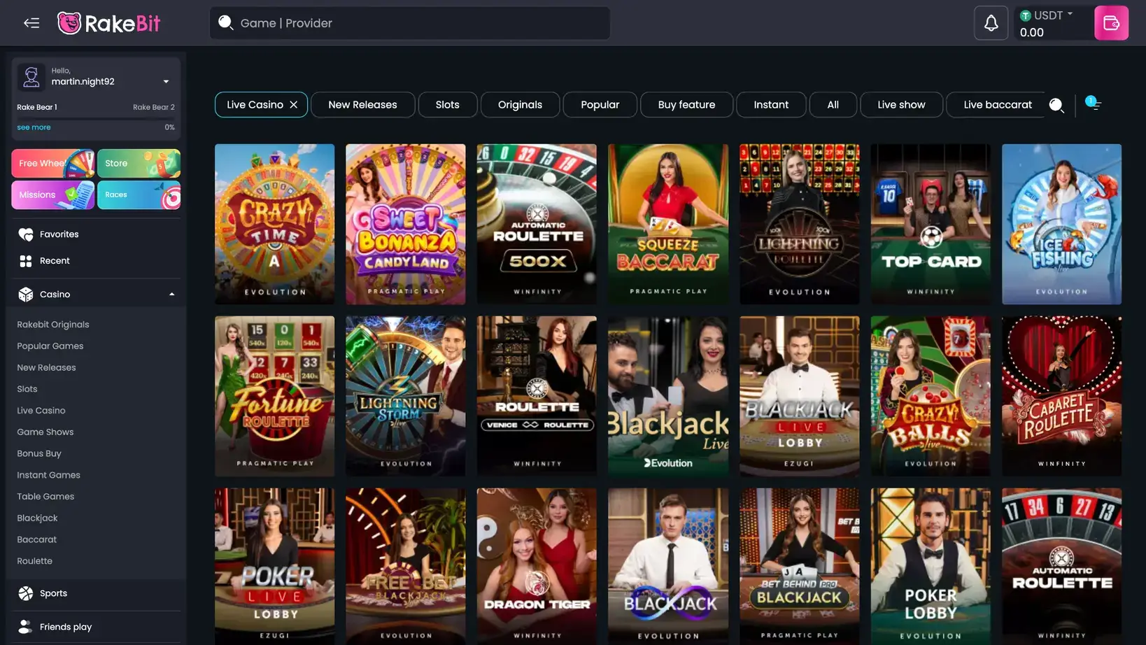 rakebit casino games