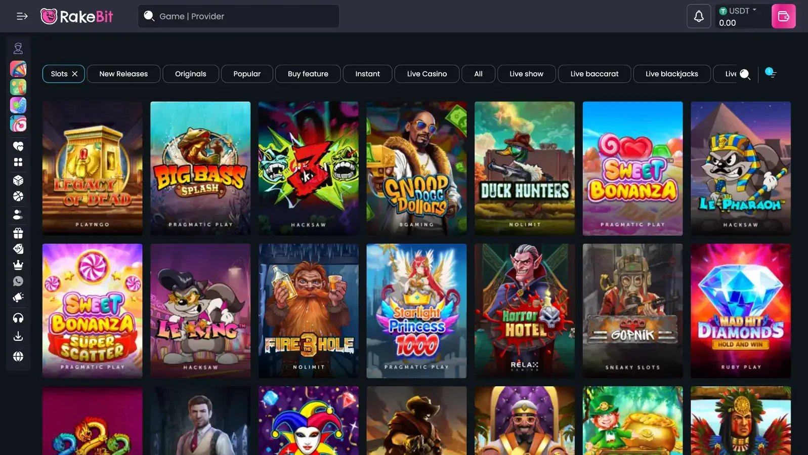 rakebit casino games