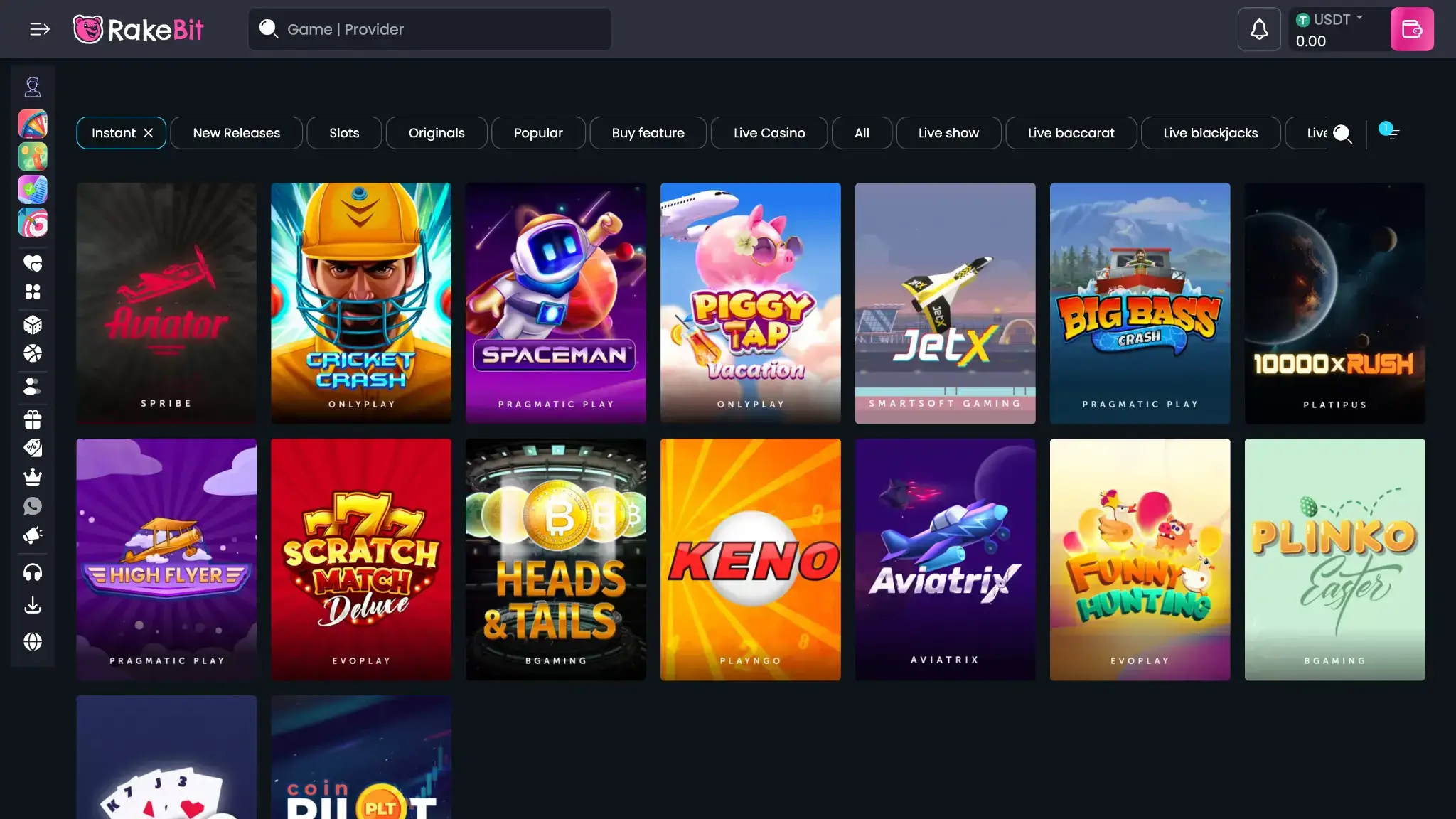 rakebit casino games