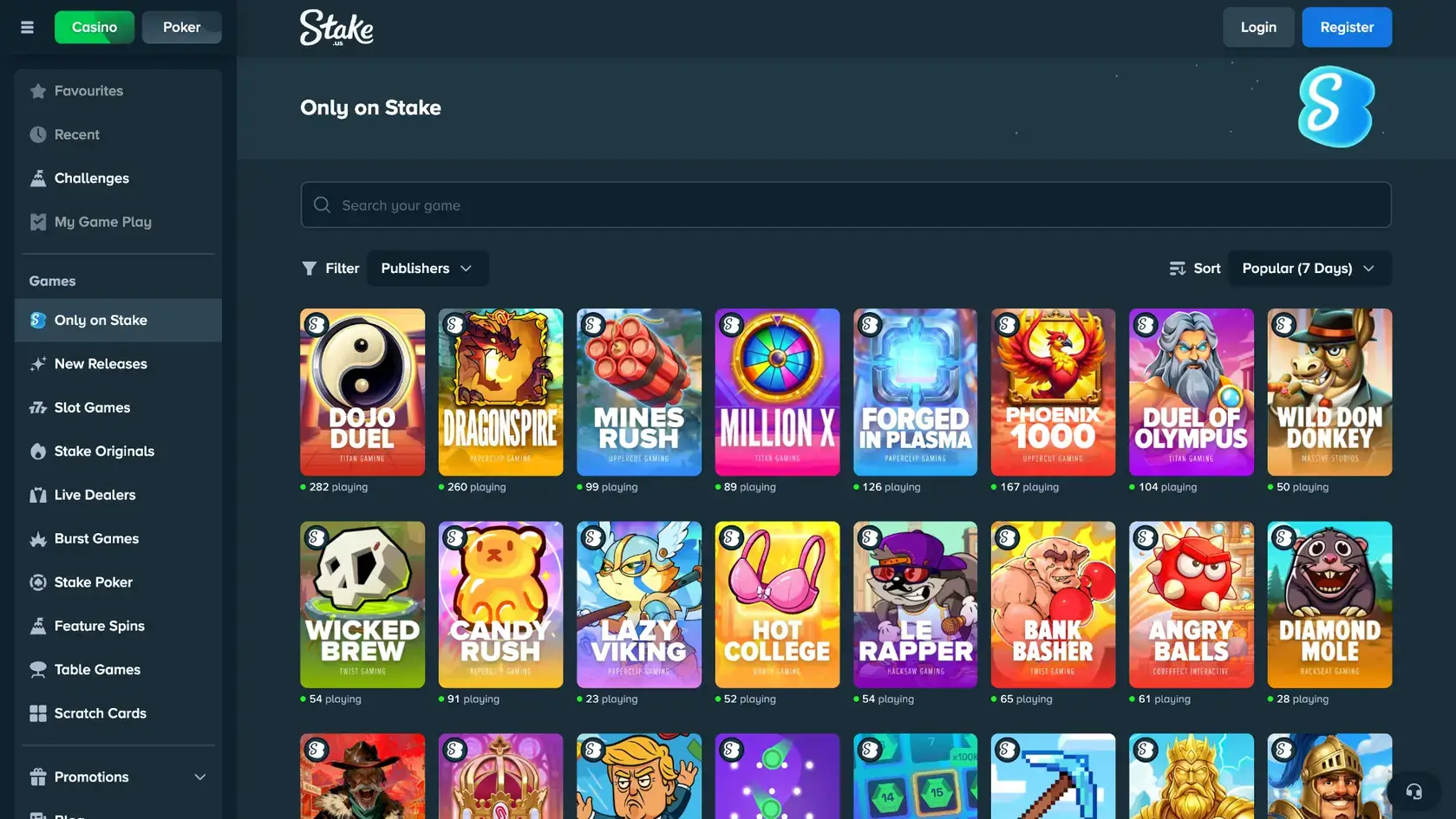 stake us casino games