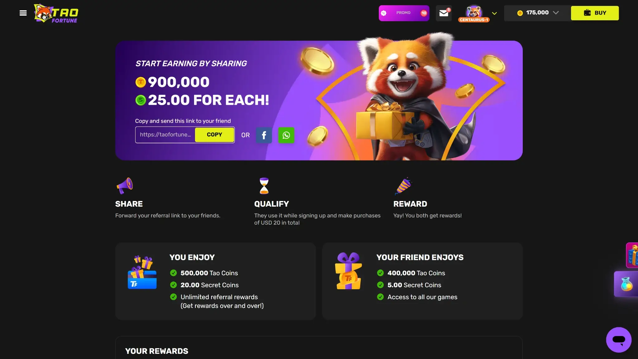 taofortune casino bonuses for existing p