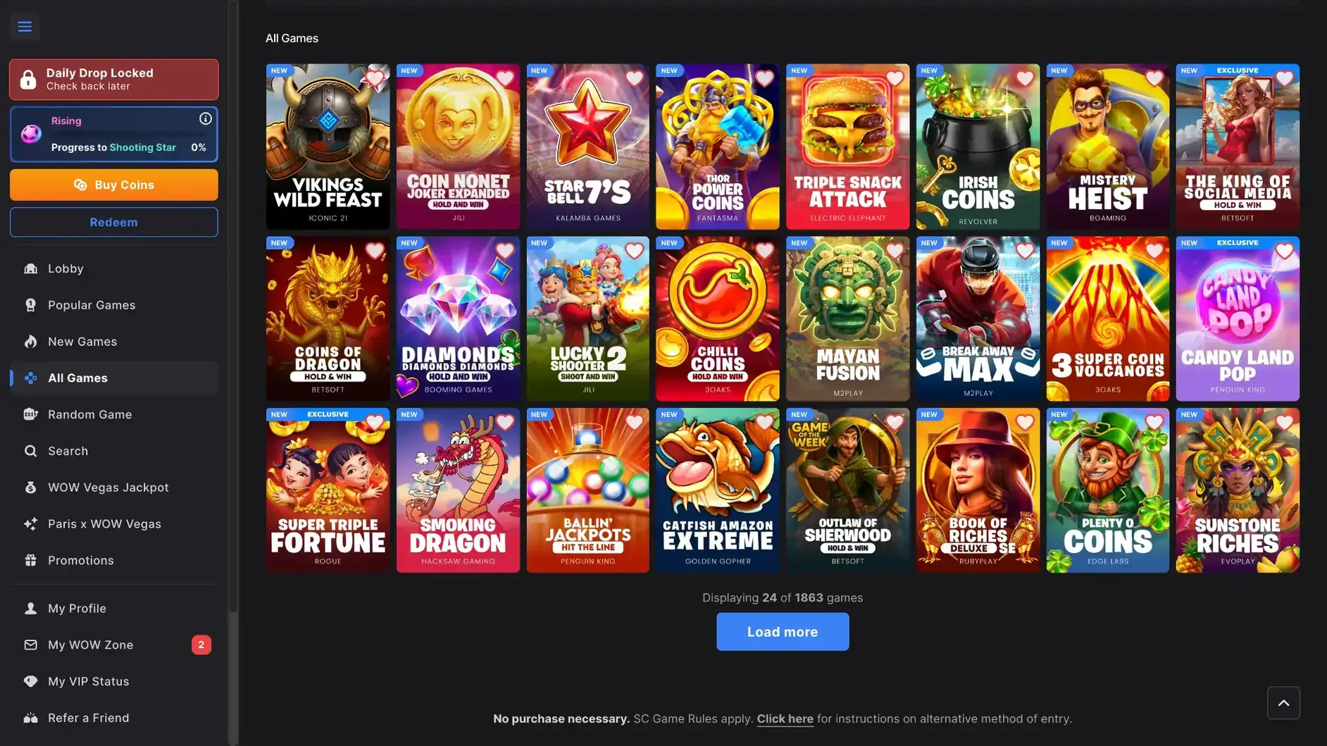 wow vegas casino games